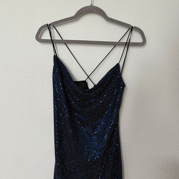 New Look Women's Blue Navy Sequin Shimmer Mini Bodycon Dress Size 10 - Picture 4 of 9